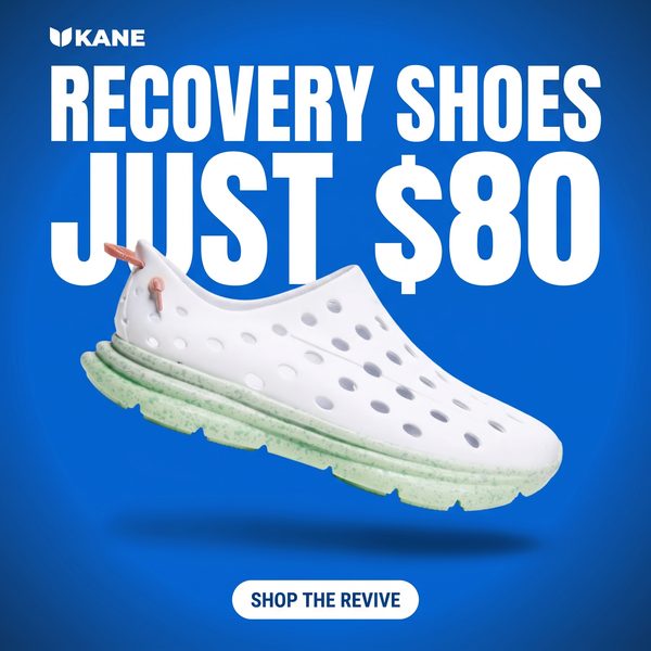KANE Footwear spec ad: Recovery Shoes. Just $80.